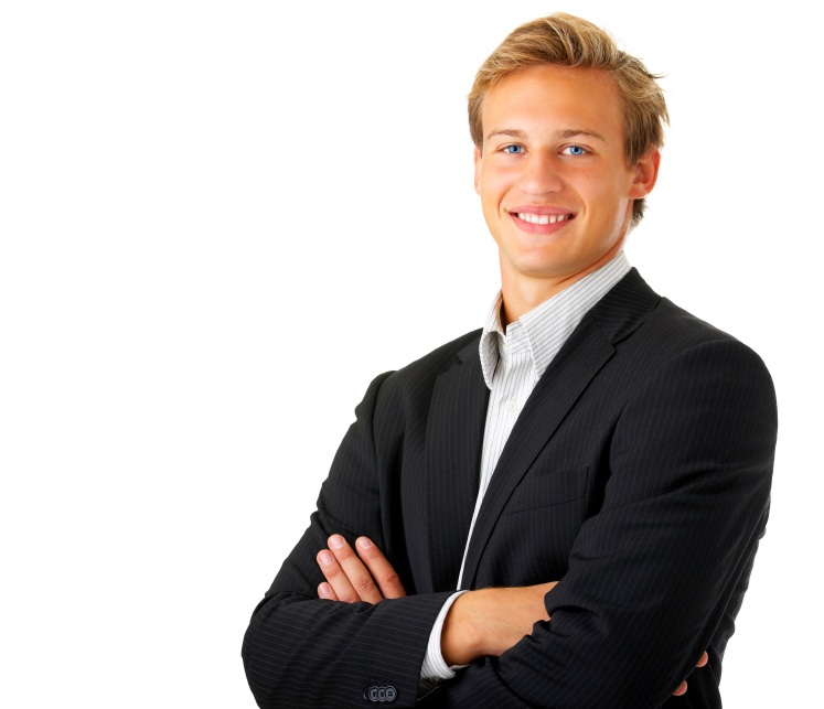 Portrait of a young businessman standing comfortably.
